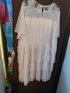torrid Blush Pink Lace Tiered Chiffon Dress